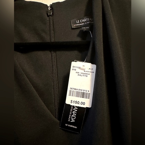 (NWT) V-neck Fitted Cocktail Dress, Black, XXL - Picture 4 of 5